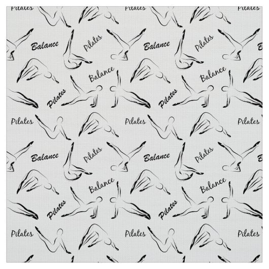 Pilates Poses Seamless Pattern in zwarte kleur Stof (Swatch)