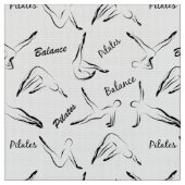 Pilates Poses Seamless Pattern in zwarte kleur Stof (Close Up)
