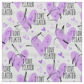 Pilates Poses Seamless Pattern paarse color Stof (Close Up)