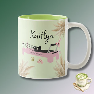 Pilates Prinses Roze Reformer & Matcha Tweekleurige Koffiemok
