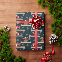 Pilates Reformer Kerstman Naadloze Kerstpatronen Cadeaupapier
