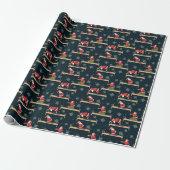 Pilates Reformer Kerstman Naadloze Kerstpatronen Cadeaupapier (Uitgerold)