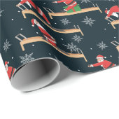 Pilates Reformer Kerstman Naadloze Kerstpatronen Cadeaupapier (Rol Hoek)