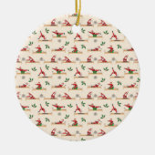 Pilates Reformer Kerstman Naadloze Kerstpatronen Keramisch Ornament (Voorkant)
