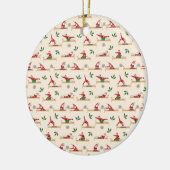 Pilates Reformer Kerstman Naadloze Kerstpatronen Keramisch Ornament (Links)