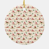 Pilates Reformer Kerstman Naadloze Kerstpatronen Keramisch Ornament (Achterkant)