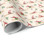 Pilates Reformer Santa Seamless Christmas Patterns Cadeaupapier (Rol Hoek)