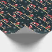 Pilates Reformer Santa Seamless Christmas Patterns Cadeaupapier (Hoek)