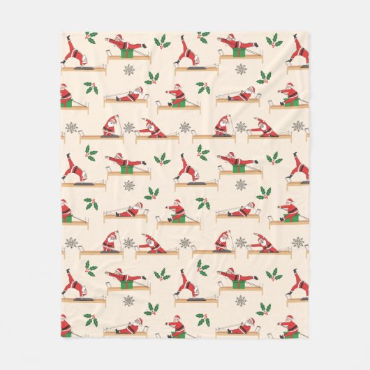 Pilates Reformer Santa Seamless Christmas Patterns Fleece Deken (Voorkant)