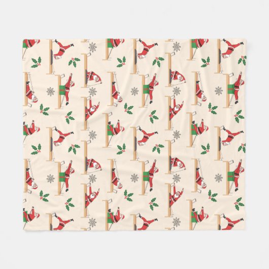 Pilates Reformer Santa Seamless Christmas Patterns Fleece Deken (Voorkant (Horizontaal))