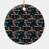 Pilates Reformer Santa Seamless Christmas Patterns Keramisch Ornament (Achterkant)