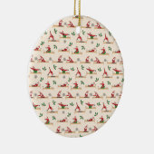 Pilates Reformer Santa Seamless Christmas Patterns Keramisch Ornament (Rechts)