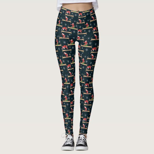 Pilates Reformer Santa Seamless Christmas Patterns Leggings (Voorkant)