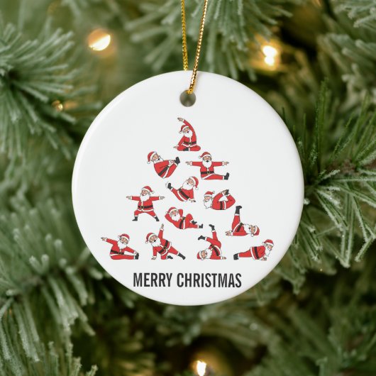 Pilates Santa Mat Kerstmis Keramisch Ornament (Boom)