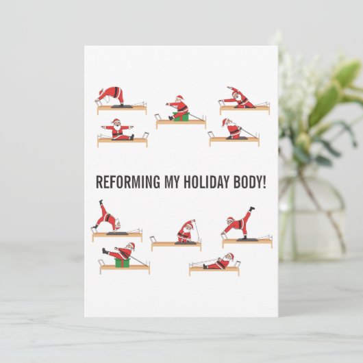 Pilates Santa Reformer Christmas Feestdagenkaart (Staand voorkant)