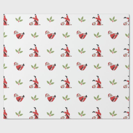 Pilates Santa Seamless Christmas Patterns Cadeaupapier (Vlak)