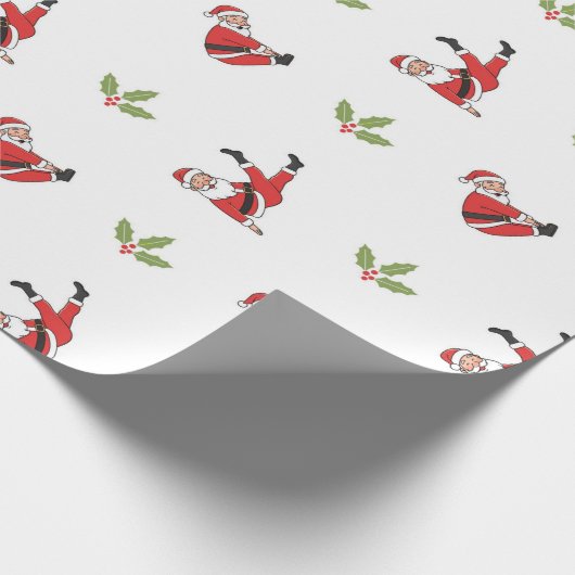 Pilates Santa Seamless Christmas Patterns Cadeaupapier (Hoek)