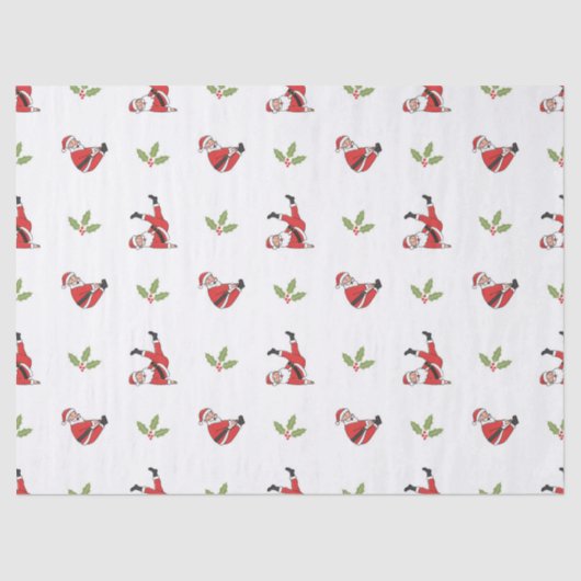 Pilates Santa Seamless Christmas Patterns Tissuepapier (Voorkant)