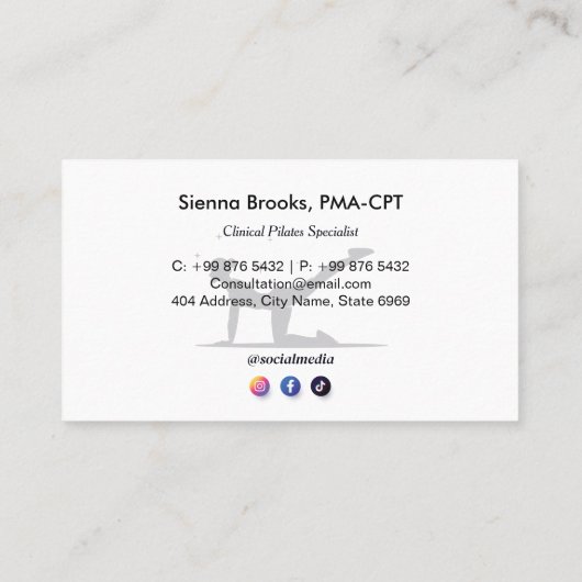 Pilates Studio Business | Modern Gray Barcode Visitekaartje (Achterkant)