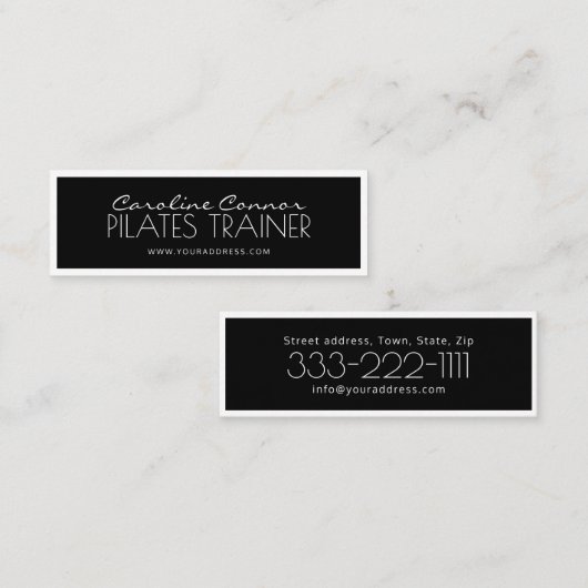 Pilates Trainer Zwart-wit Bordered Kaart Mini Visitekaartje (Voorkant / Achterkant)