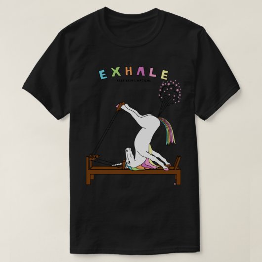 Pilates Unicorn Exhale Outline T-shirt (Design voorkant)