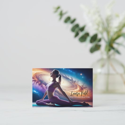 Pilates Yoga Instructeur Cosmos Galaxy Visitekaartje (Staand voorkant)