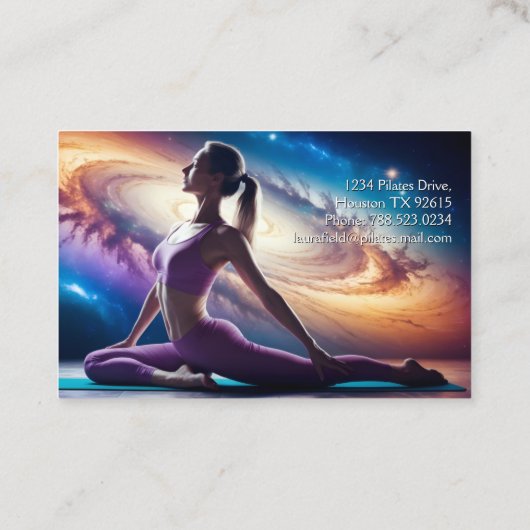 Pilates Yoga Instructeur Cosmos Galaxy Visitekaartje (Achterkant)