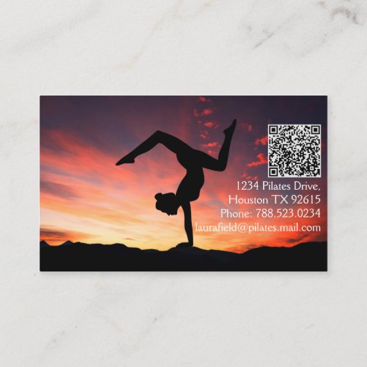 Pilates Yoga Instructeur Zonsondergang Visitekaartje (Achterkant)