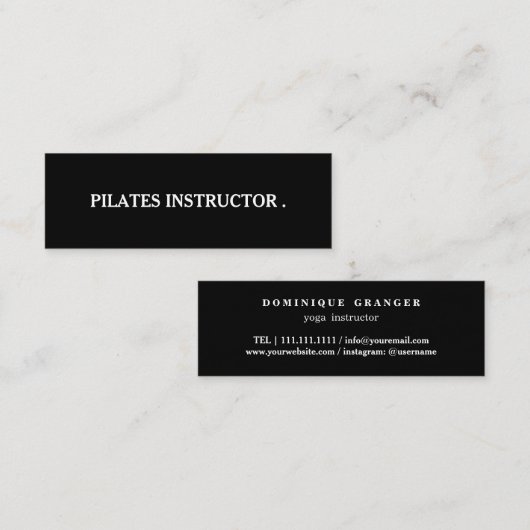 Pilates Yoga Instructor Leraar Mini Visitekaartje (Voorkant / Achterkant)