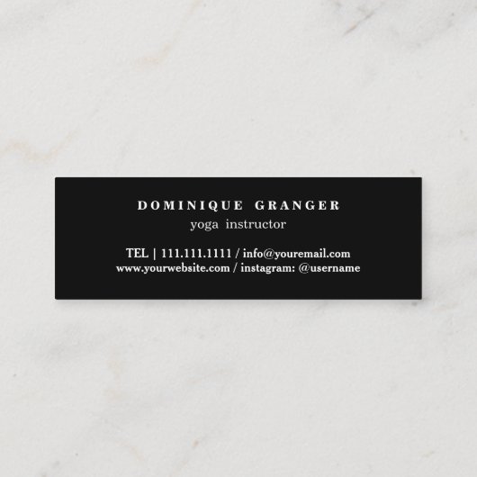 Pilates Yoga Instructor Leraar Mini Visitekaartje (Achterkant)