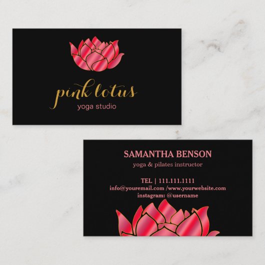 Pilates Yoga Instructor Teacher Lotus Visitekaartje (Voorkant / Achterkant)