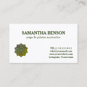 Pilates Yoga Instructor Teacher Mandala Visitekaartje (Achterkant)