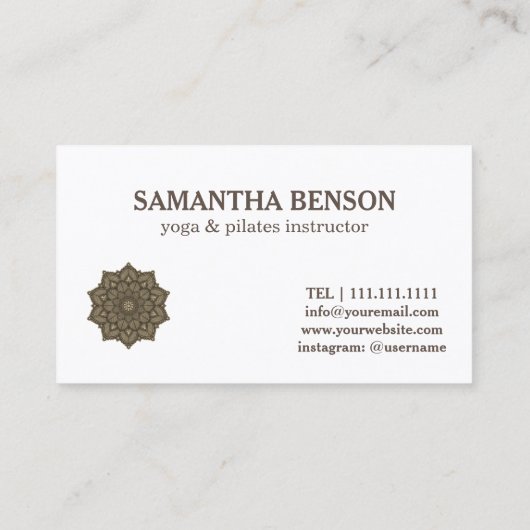 Pilates Yoga Instructor Teacher Mandala Visitekaartje (Achterkant)