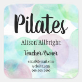 Pilates Yoga Reiki Studio Waterverf Splash Vierkante Sticker (Voorkant)