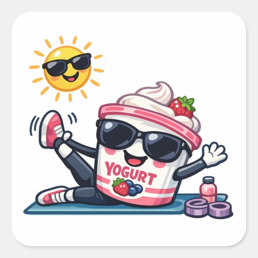 Pilates Yoghurt Vierkante Sticker (Voorkant)
