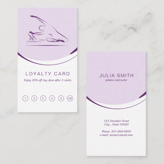 Pilates zeemeermin pose op de reformer | Kleur Klantenkaartje (Voorkant / Achterkant)