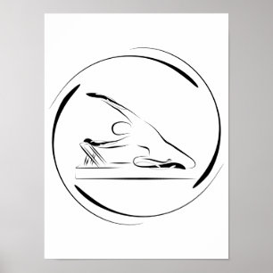 Pilates zeemeermin pose op de reformer poster