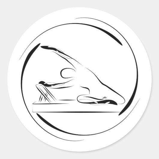 Pilates zeemeermin pose op de reformer ronde sticker (Voorkant)
