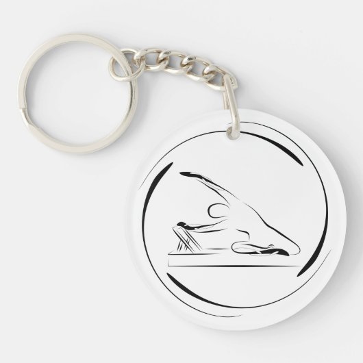 Pilates zeemeermin pose op de reformer sleutelhanger (Voorkant)