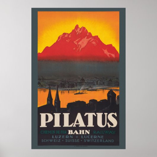 Pilatus Bahn Switzerland Vintage Poster 1910 (Voorkant)