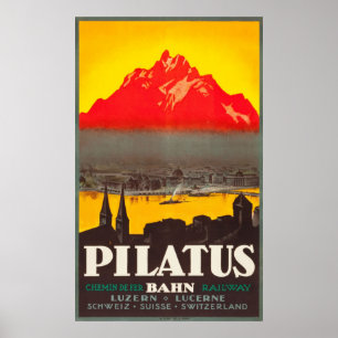Pilatus Bahn Zwitserland Vintage Travel Poster