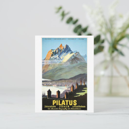 Pilatus, bergen, Zwitserland, oud reizen Briefkaart (Staand voorkant)