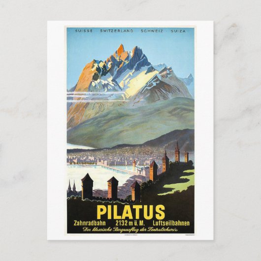 Pilatus, bergen, Zwitserland, oud reizen Briefkaart (Voorkant)