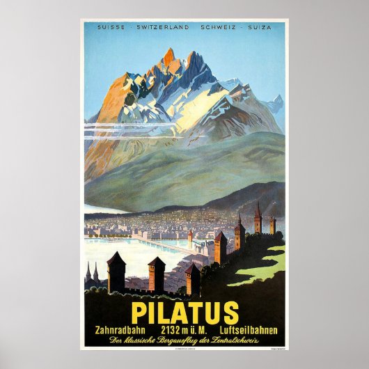 Pilatus, bergen, Zwitserland, vintage-reizen Poster (Voorkant)