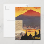 Pilatus, Sunset over the Mountain, Zwitserland Briefkaart (Voorkant / Achterkant)