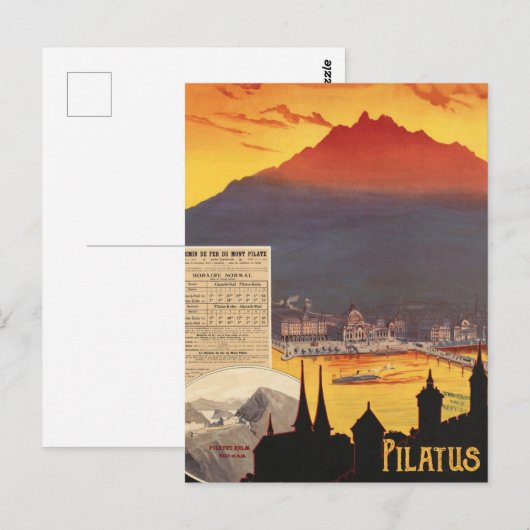 Pilatus, Sunset over the Mountain, Zwitserland Briefkaart (Voorkant / Achterkant)