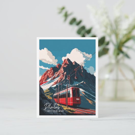 Pilatus Zwitserland vintage reisillustratie Briefkaart (Staand voorkant)