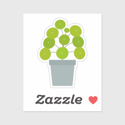 Pilea peperomioides plant, vinylSticker, op maat g Sticker (Vel)