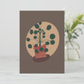 Pilea Plant Hand Drawn Wenskaart (Staand voorkant)