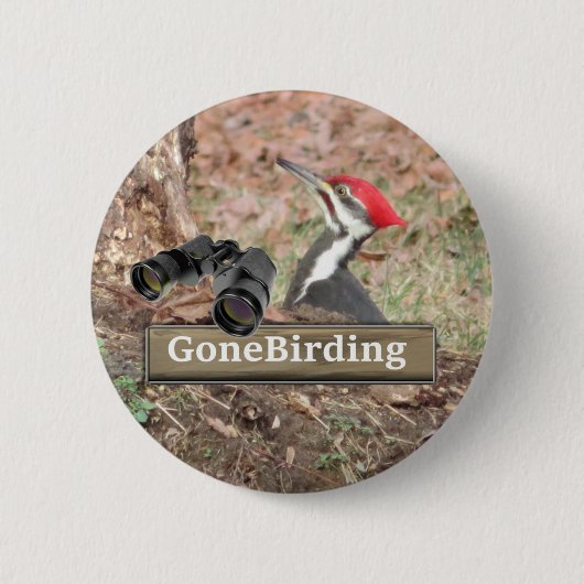 Pileated Woodpecker Birding magnet Ronde Button 5,7 Cm (Voorkant)